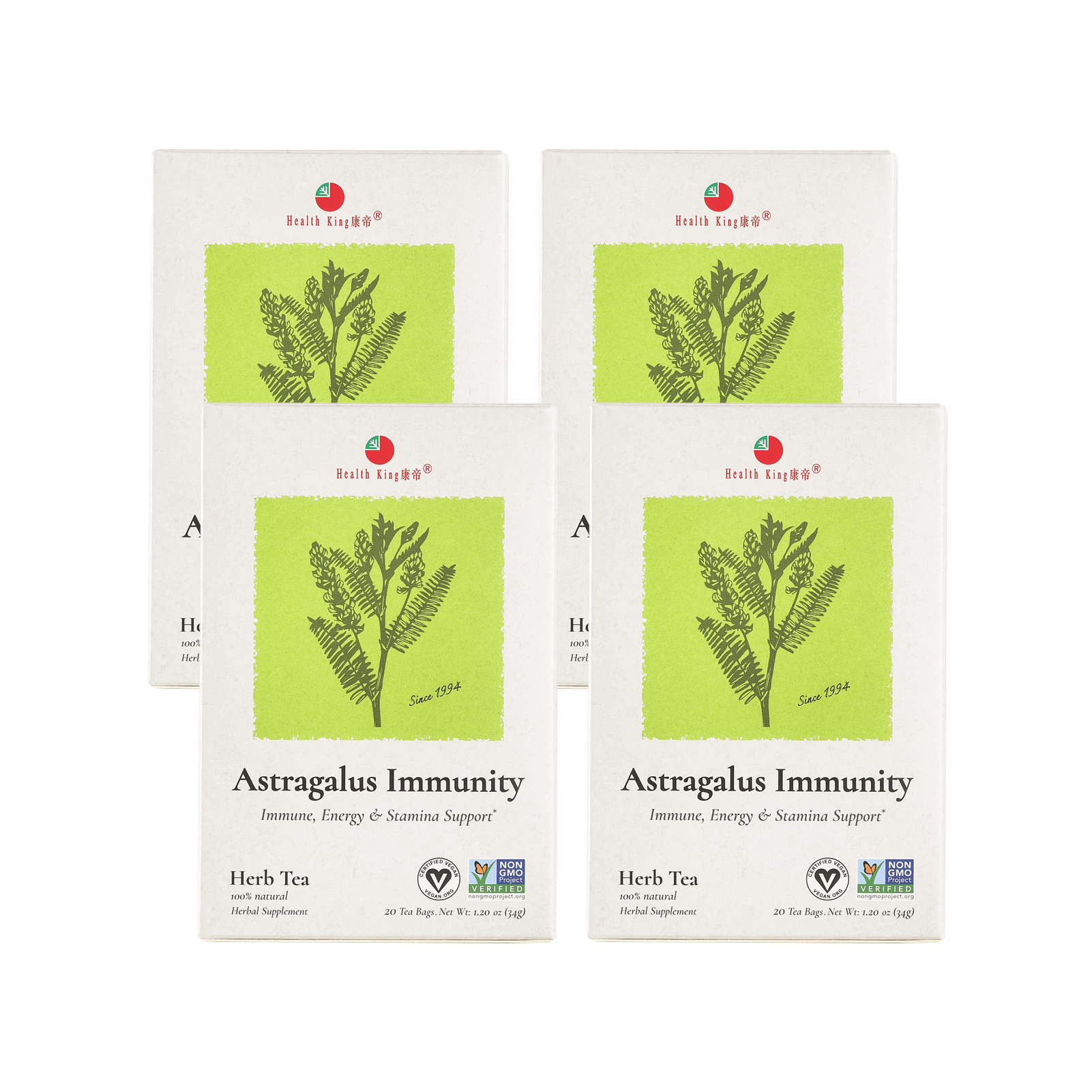 Astragalus Immunity Herb Tea packets displayed together