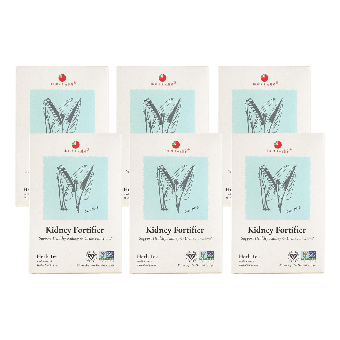 Six boxes of Kidney Fortifier Herb Tea for kidney function support