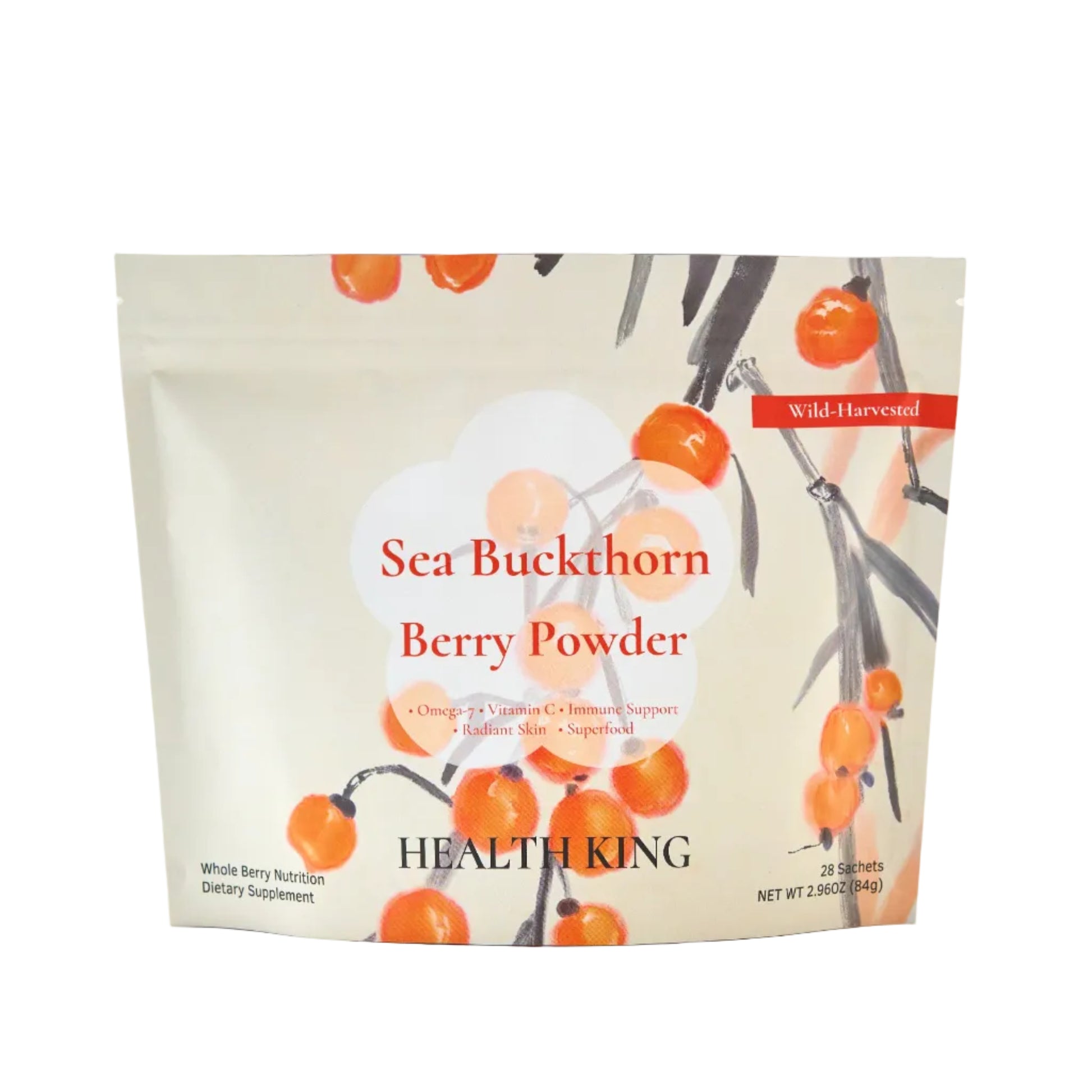 Bag of Sea Buckthorn Berry Powder by Health King on a white background