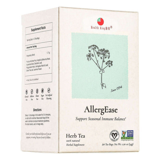 AllergEase Herb Tea box containing 20 tea bags for immune support