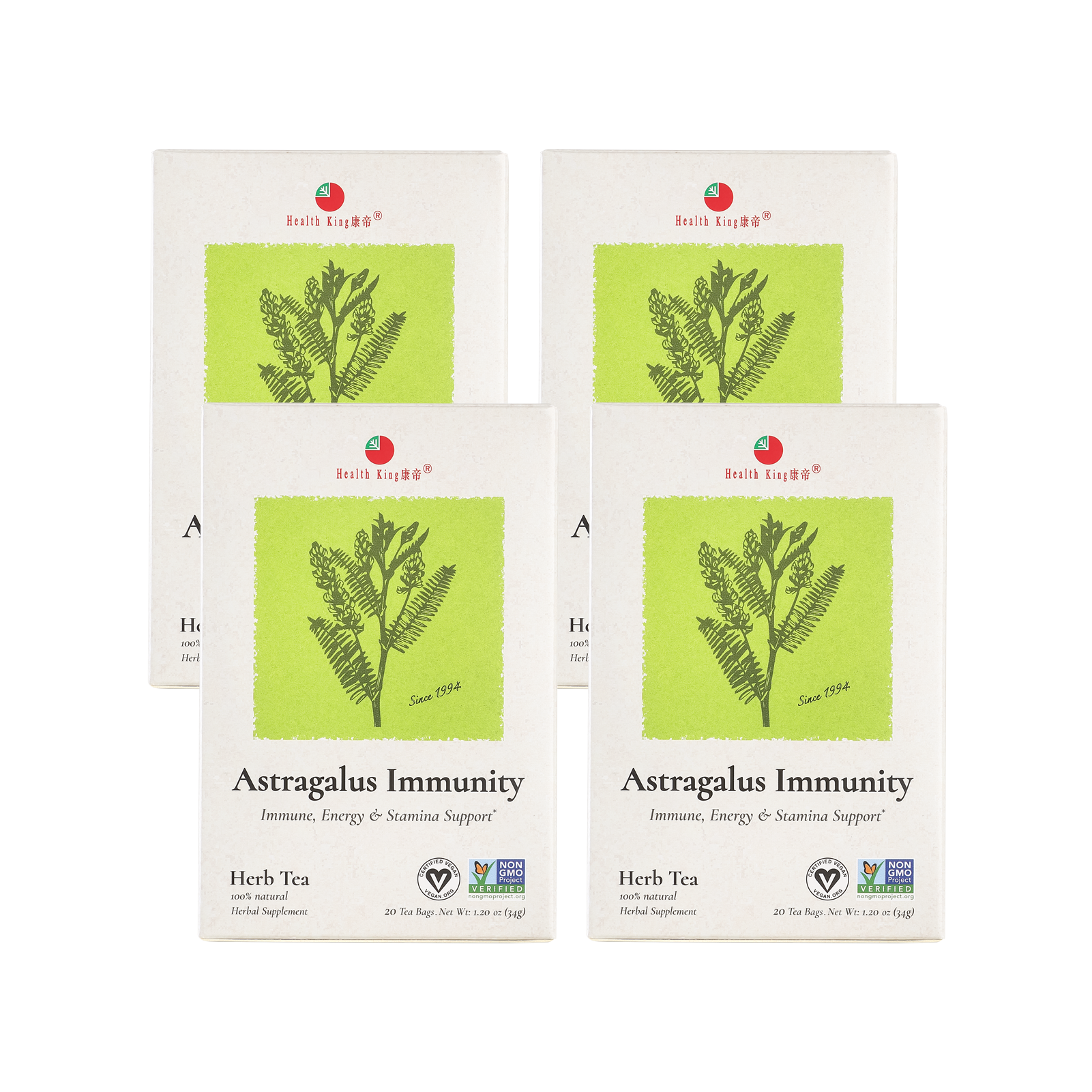 Astragalus Immunity Herb Tea packets displayed together