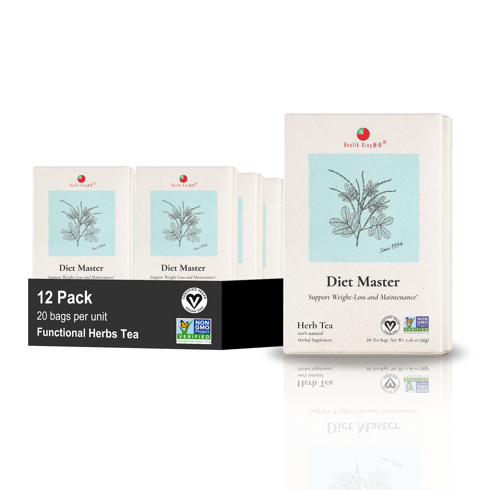 Twelve-pack of Diet Master Herb Tea for healthy weight management