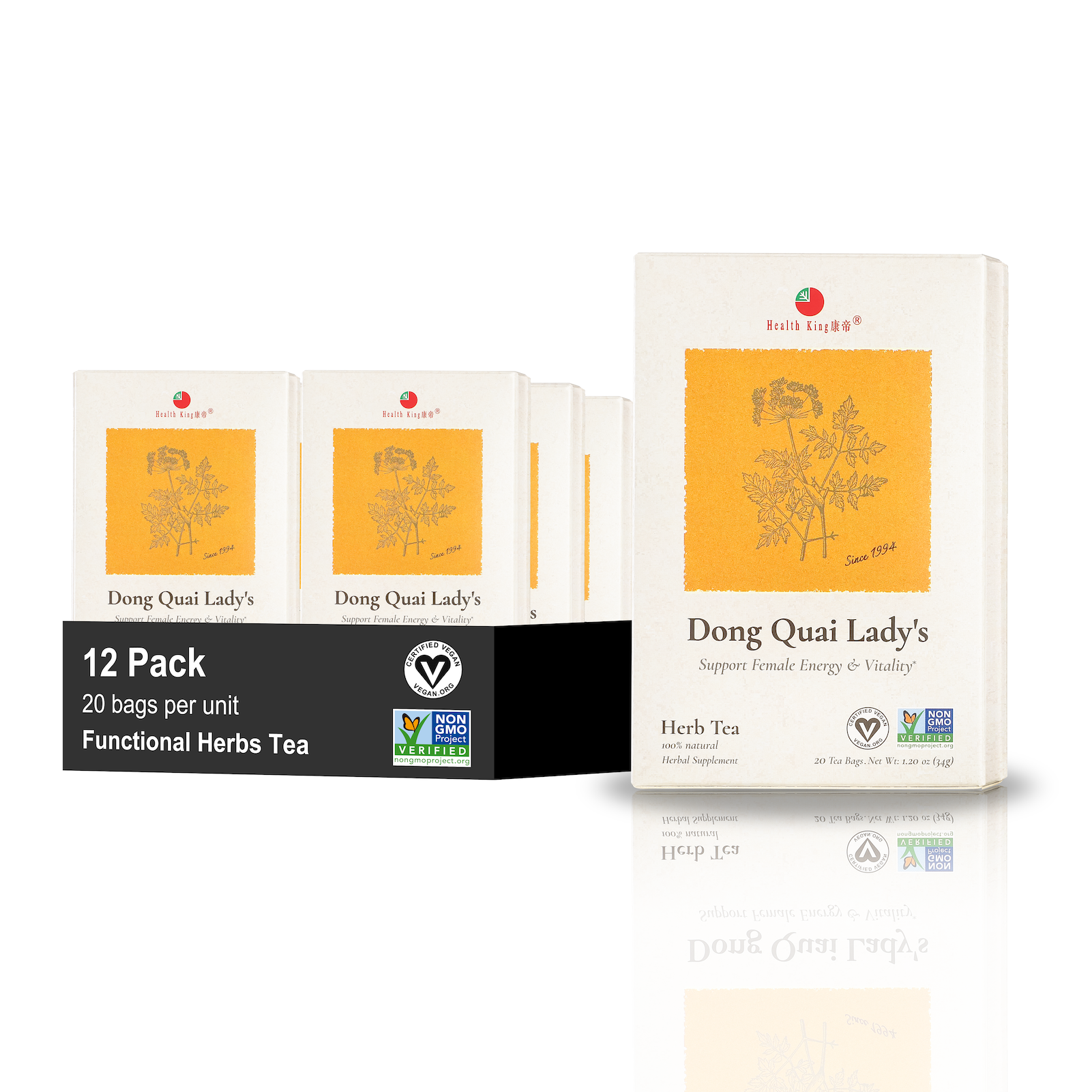 Twelve-pack of Dong Quai Lady's Herb Tea to promote female vitality