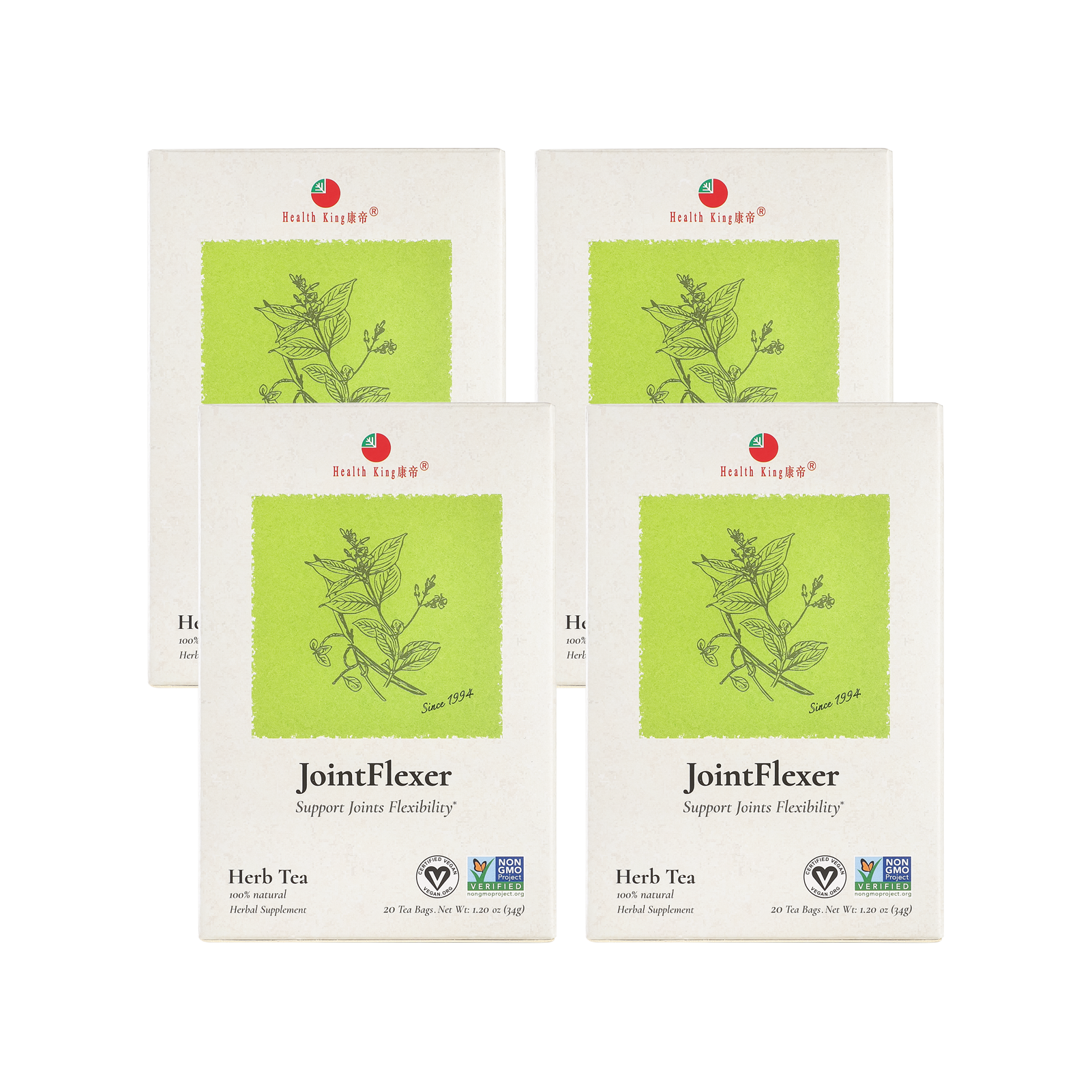 Four packs of JointFlexer Herb Tea for promoting joint health